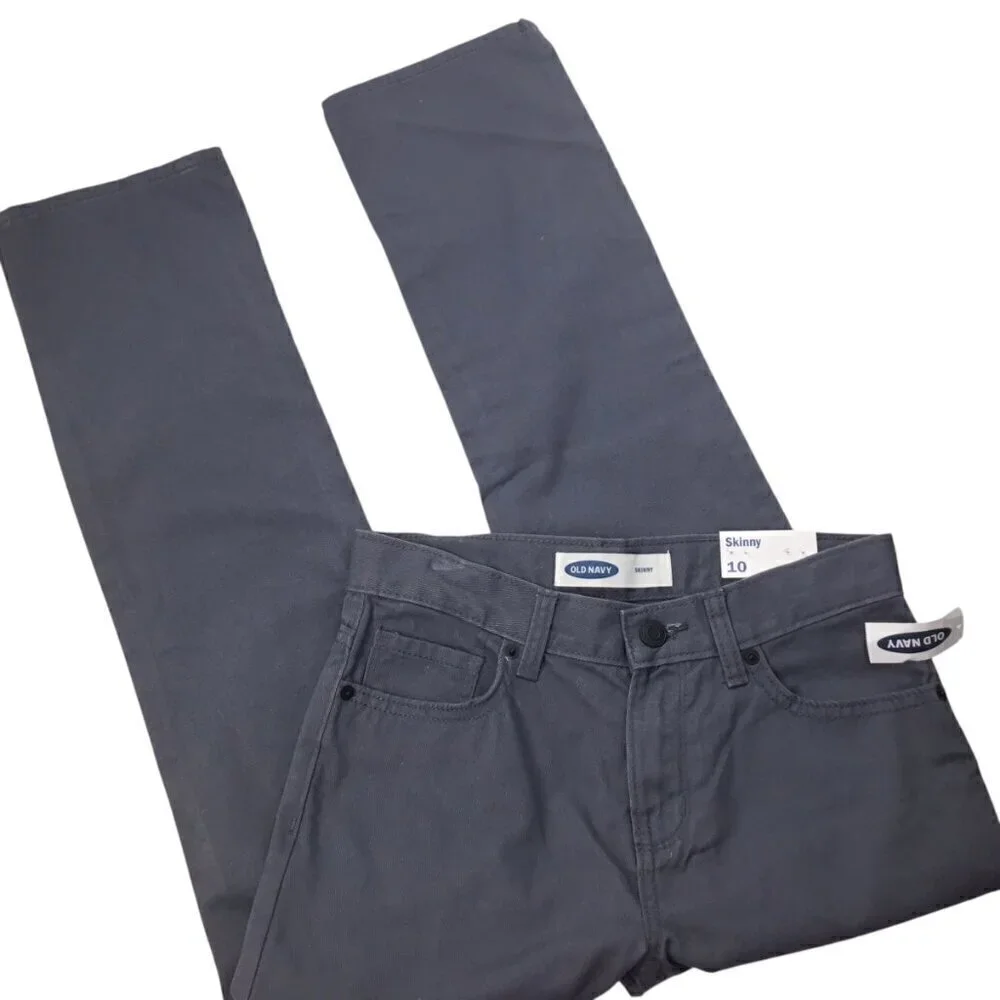 Old Navy Boys Gray Jeans Pants NWT 10 Skinny 100% Cotton Adjustable Waist